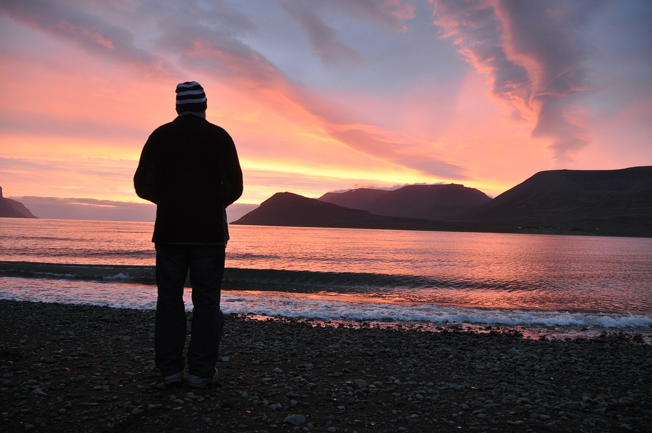 Image - sunset alone view sea