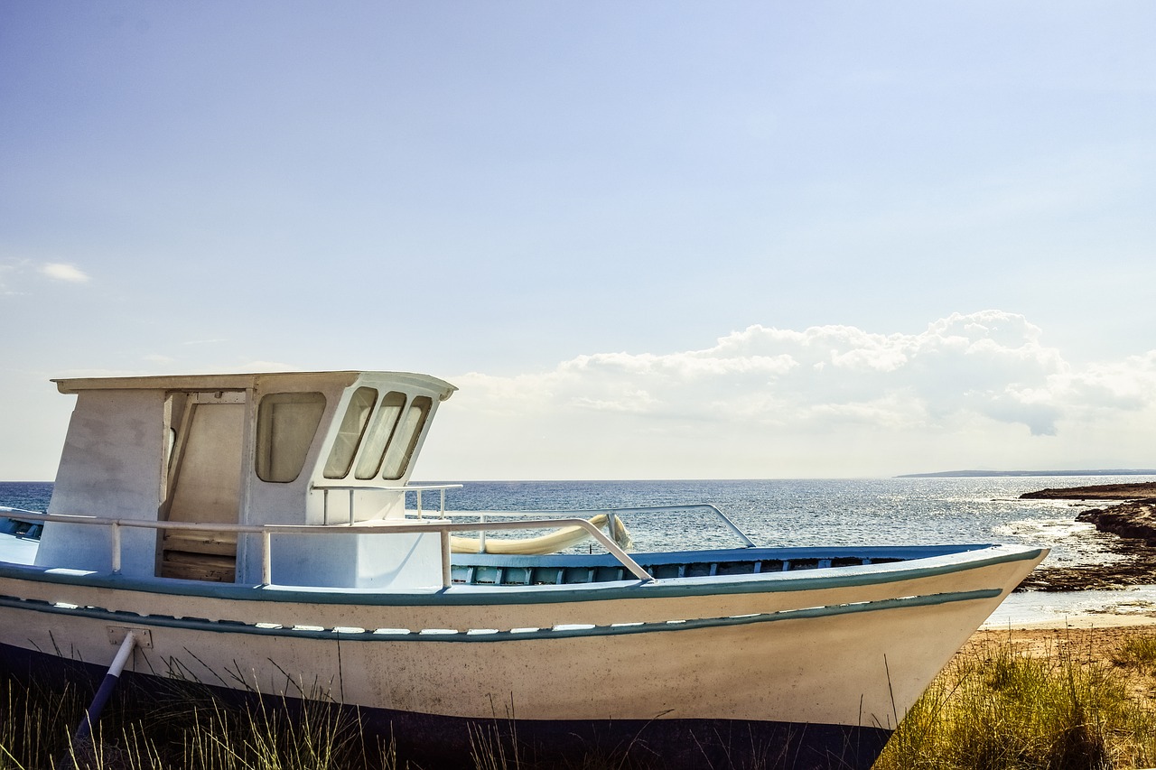 Image - boat grounded decorative sky