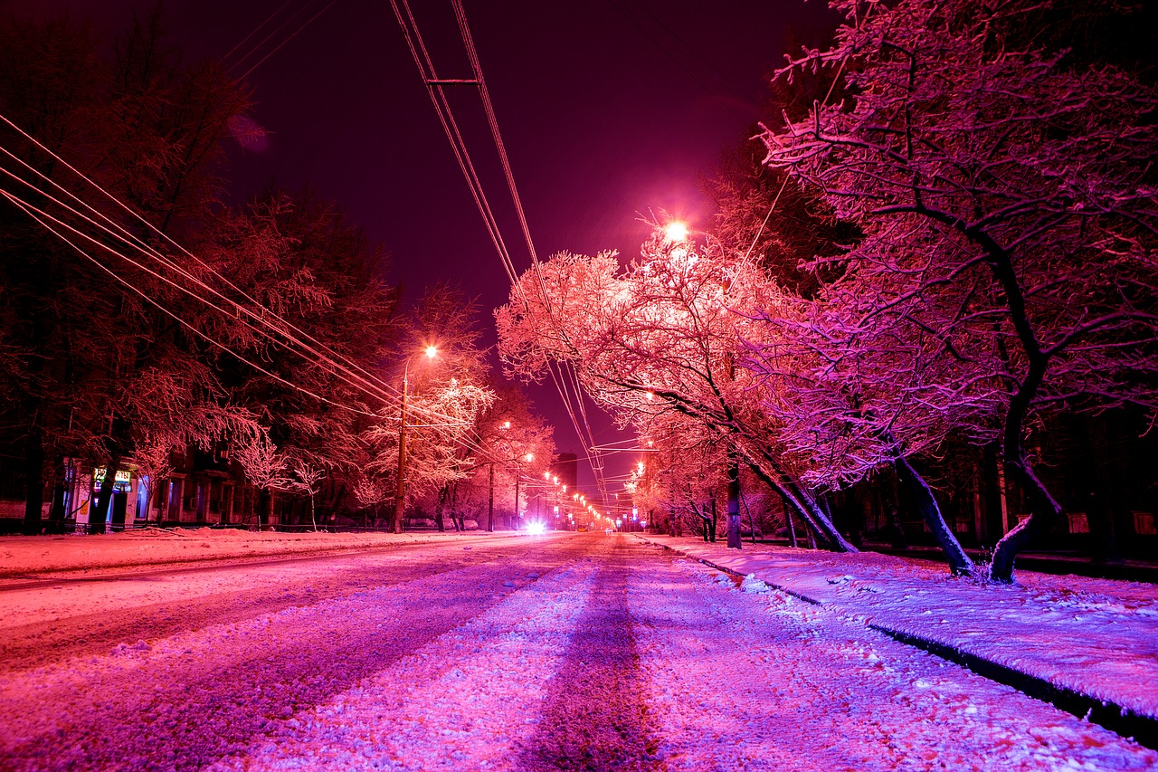 Image - snow street winter moscow trees