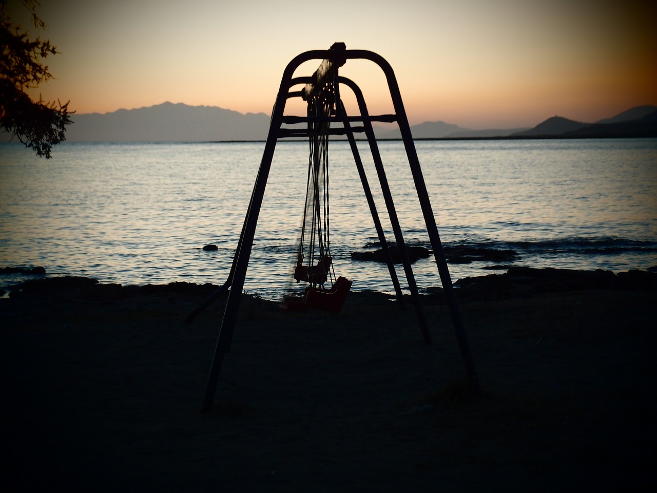 Image - sea sunset swing still life
