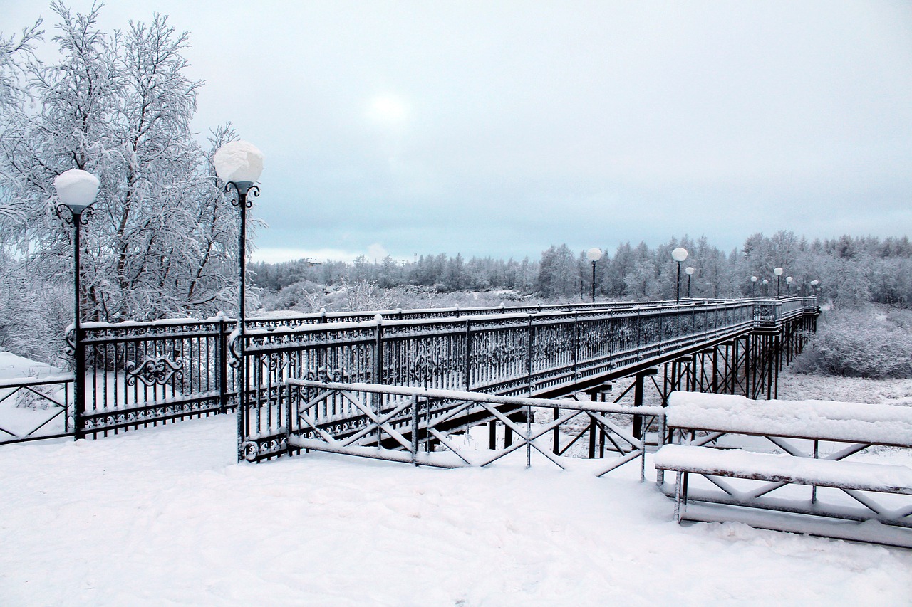 Image - winter bridge ice snow river