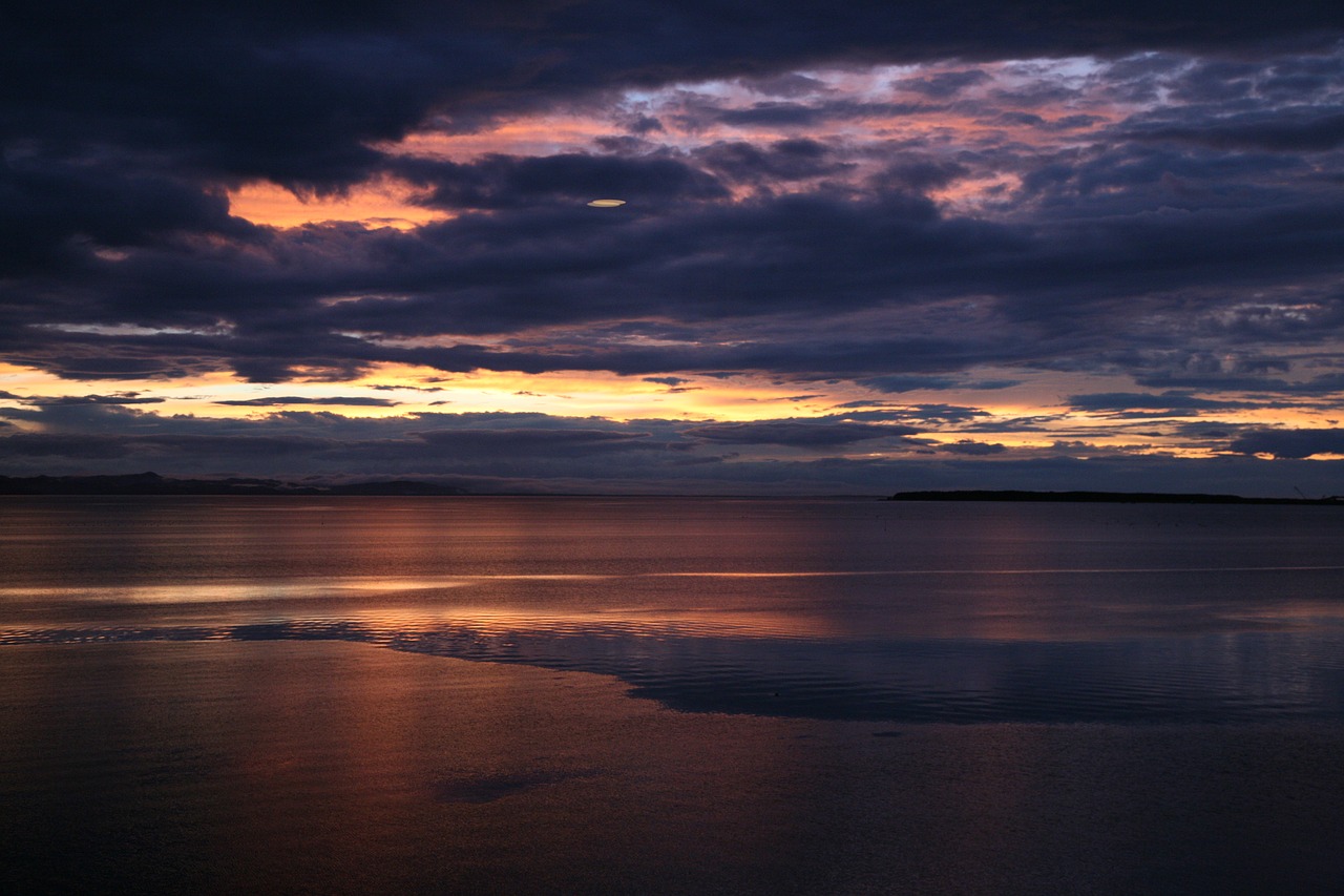 Image - sunset at dusk sea hokkaido