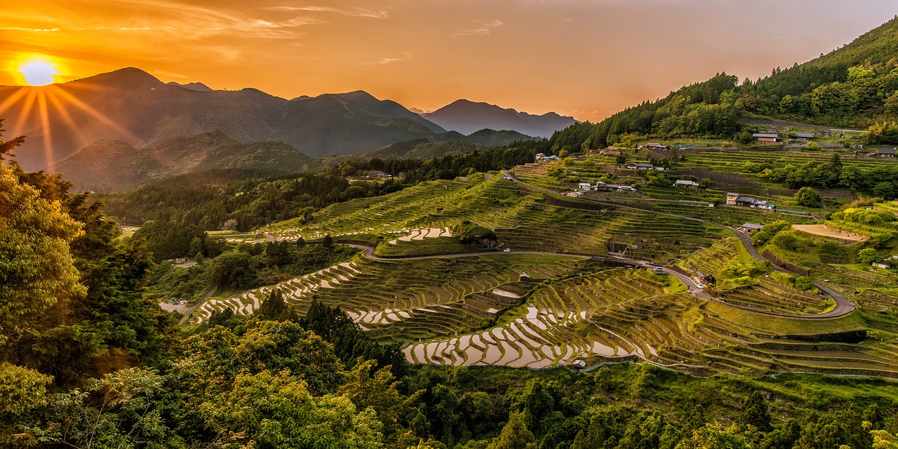 Image - landscape sunset rice terraces