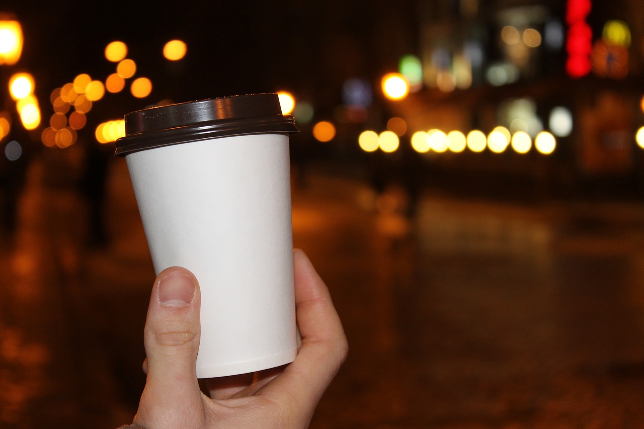 Image - coffee cup lights evening night