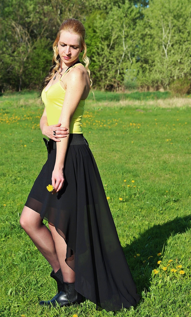 Image - blonde woman pretty nice field
