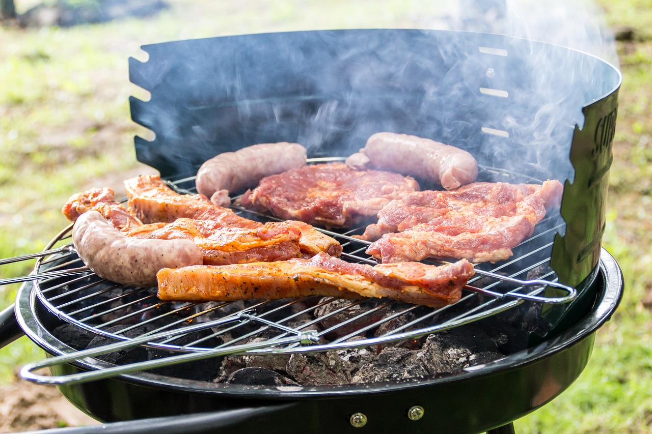 Image - grill meal burning meat sausage