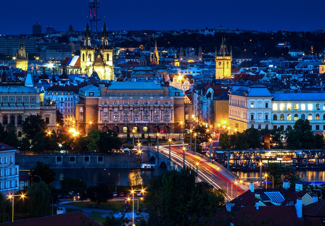 Image - prague panorama night photograph