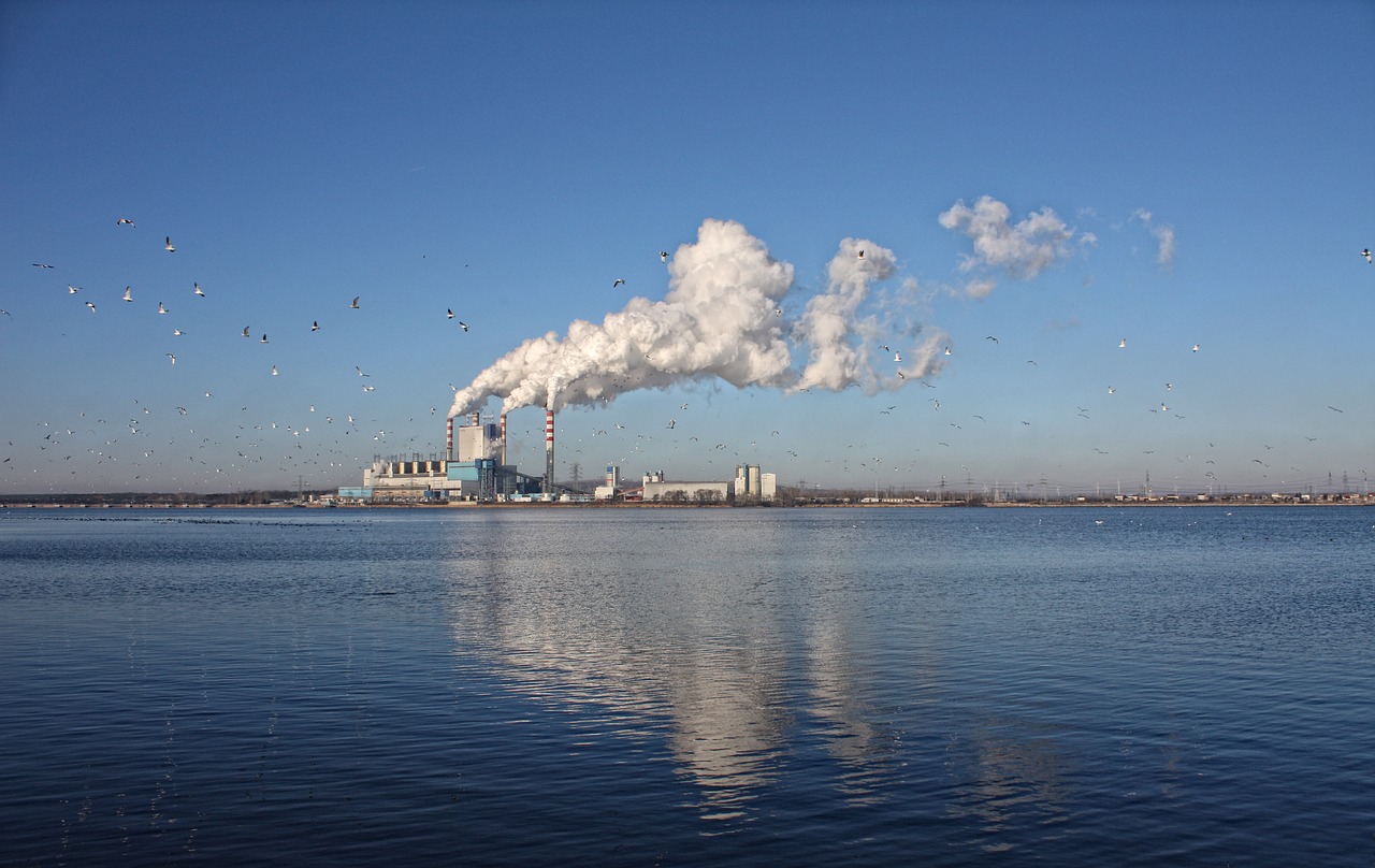 Image - lake power station chimneys smoke