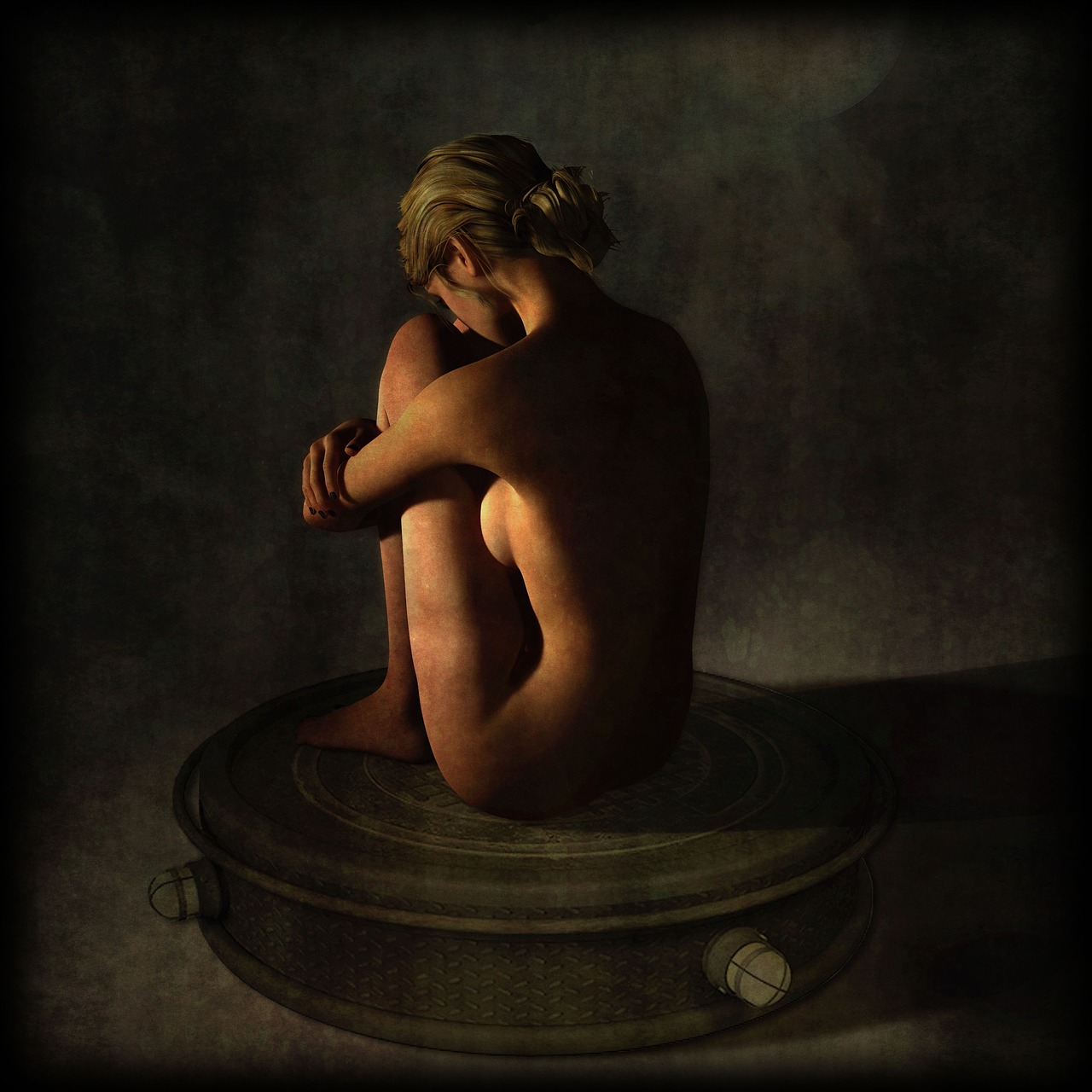 Image - woman sitting naked beauty female