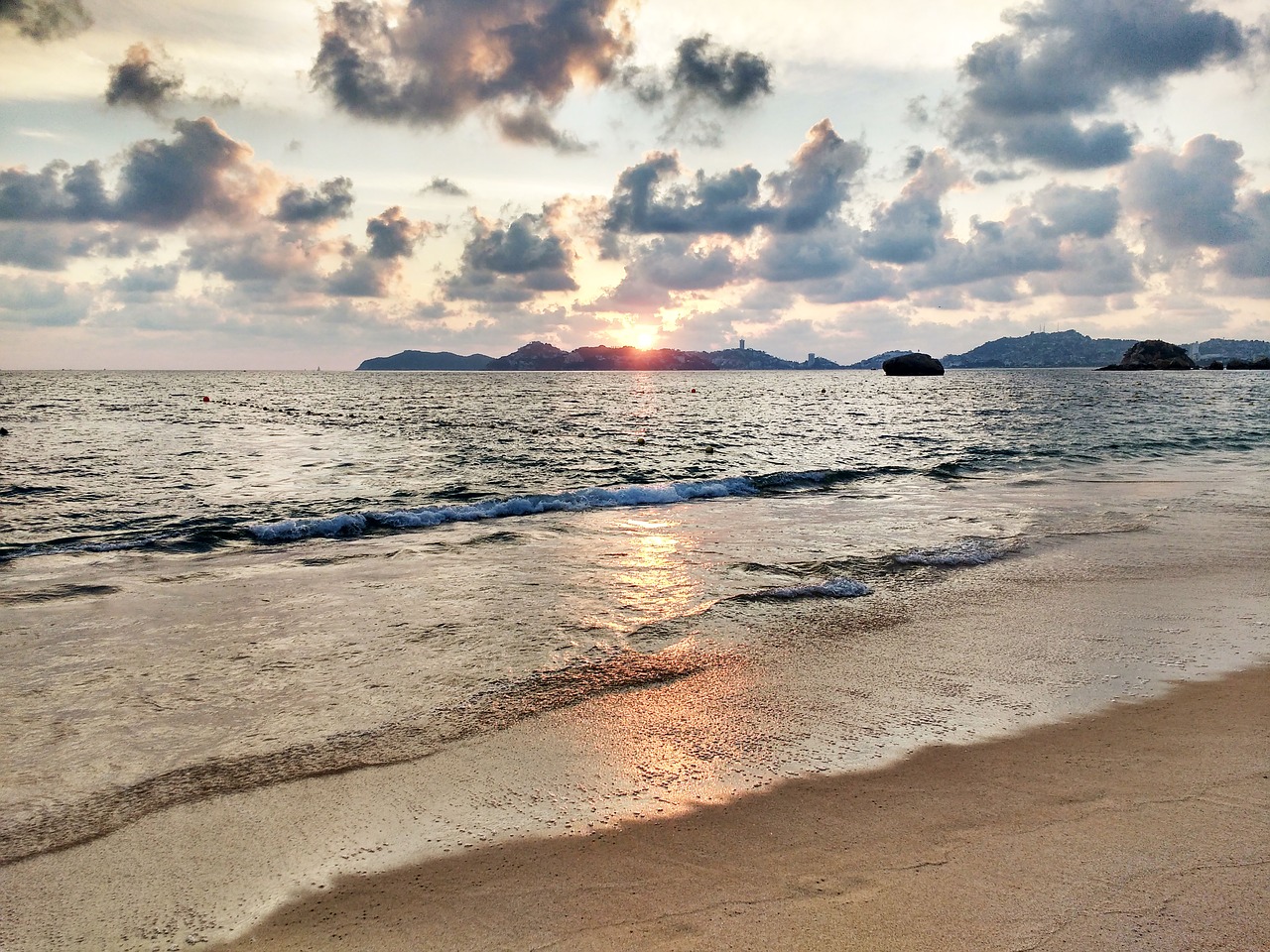 Image - acapulco beach sunset sea mexico