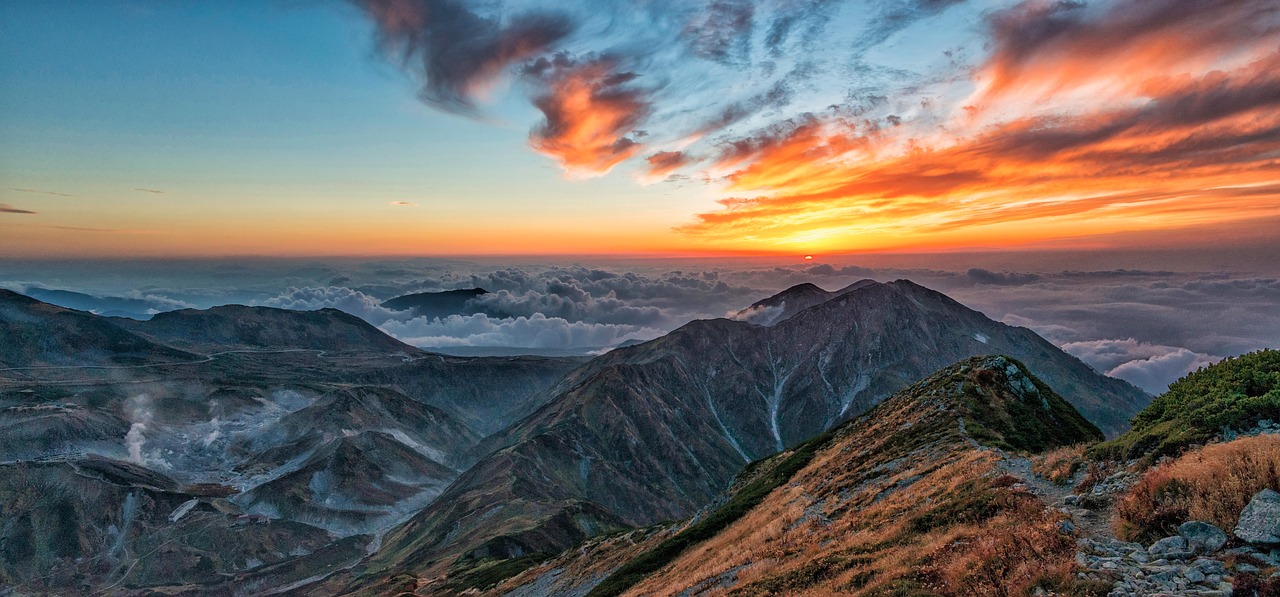 Image - mountainous landscape sunset autumn