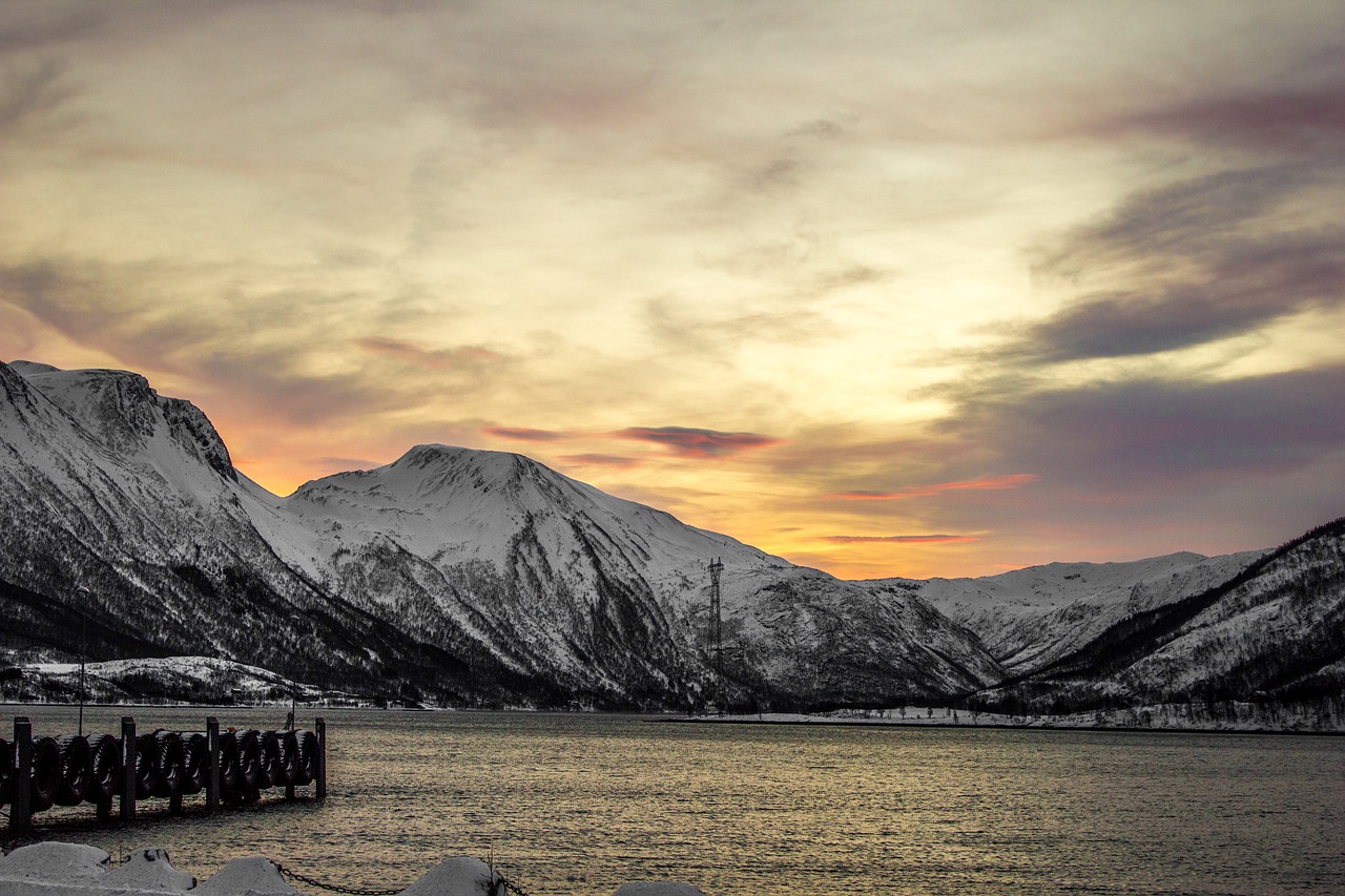 Image - mountainsides fjord sunset port