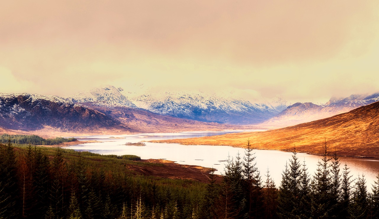 Image - scotland river lake sky clouds