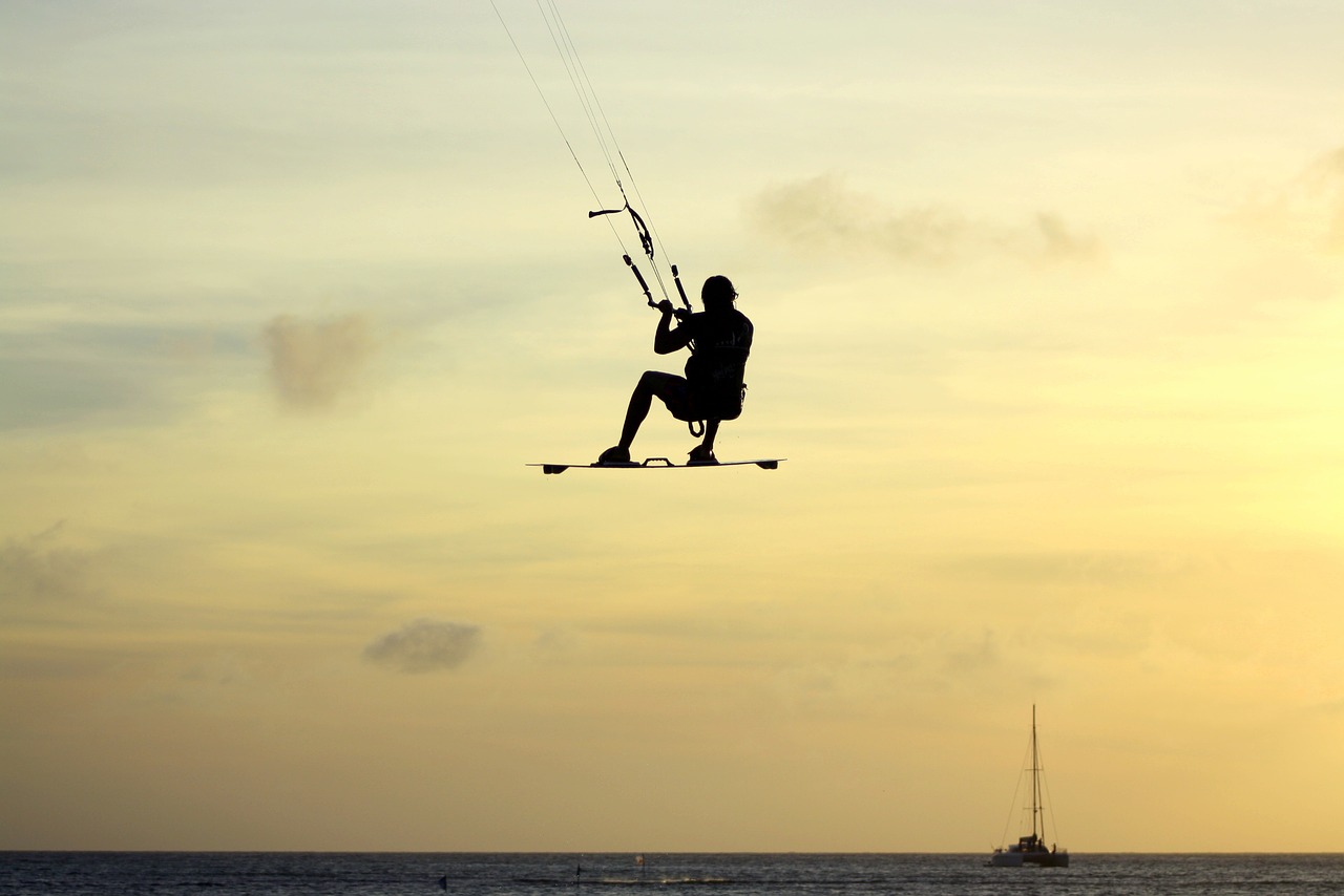 Image - sunset extreme kitesurf man