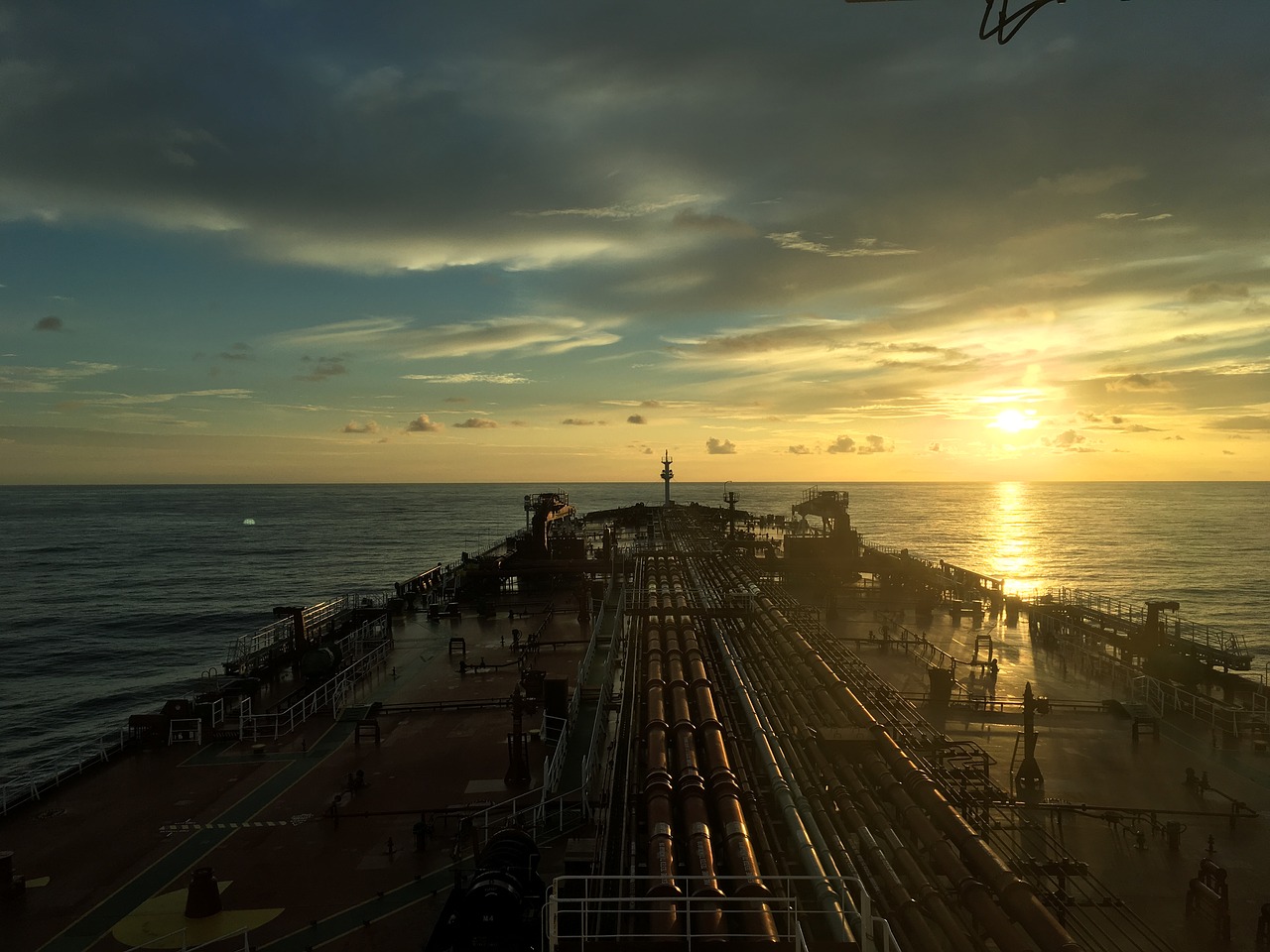 Image - ship scenery sunset sea