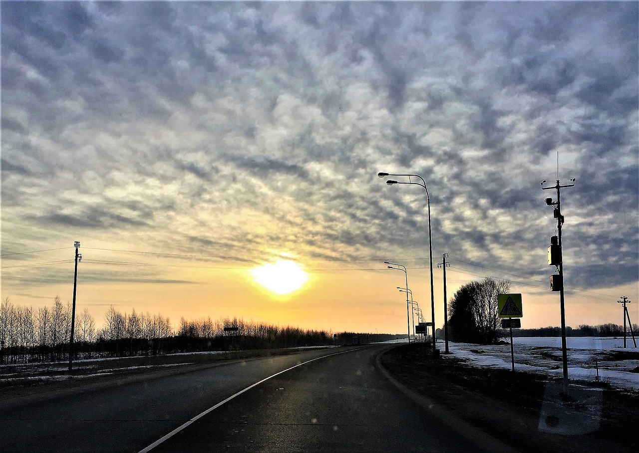 Image - dawn morning road landscape