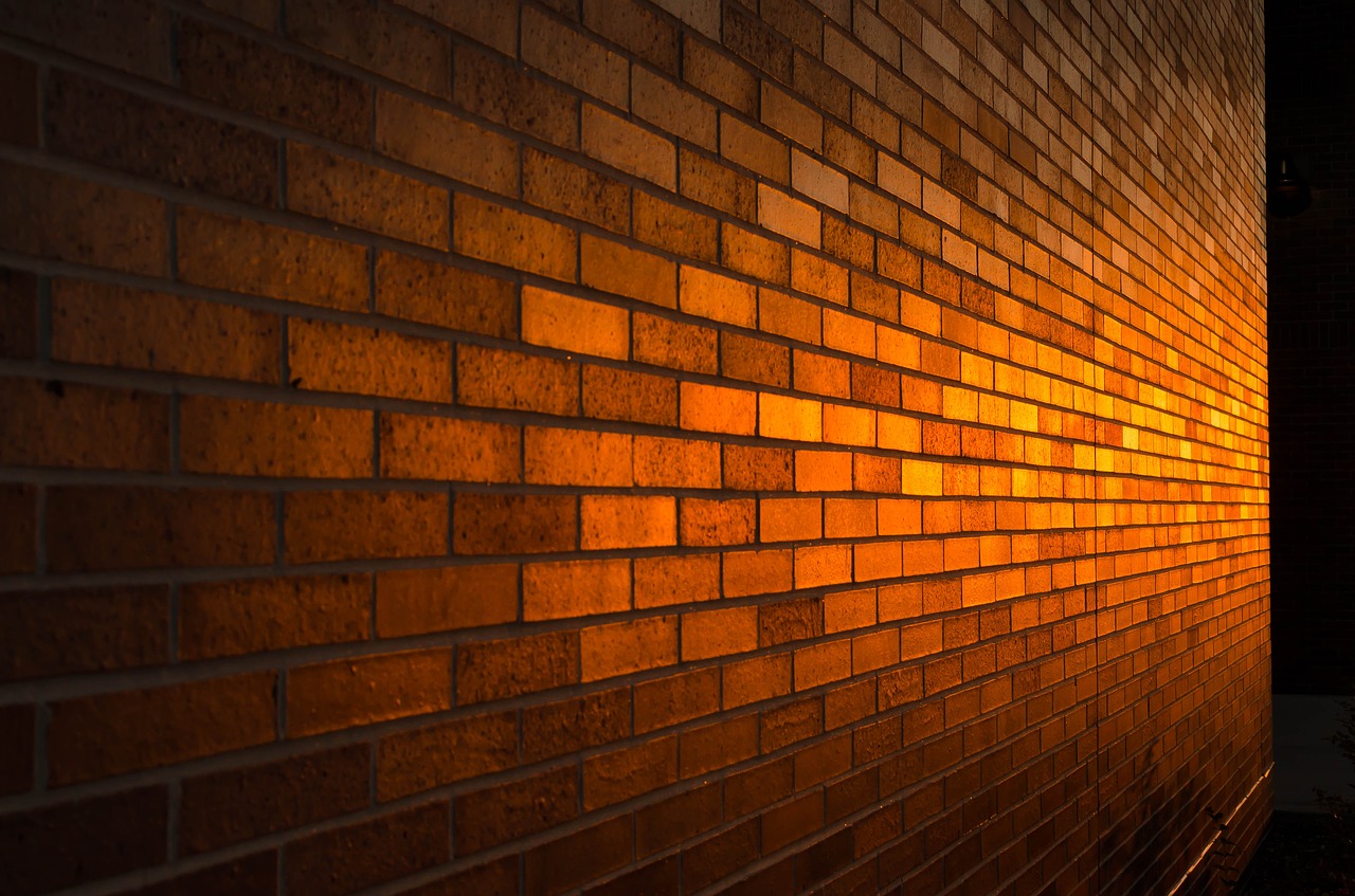 Image - brick wall sunset red brick wall