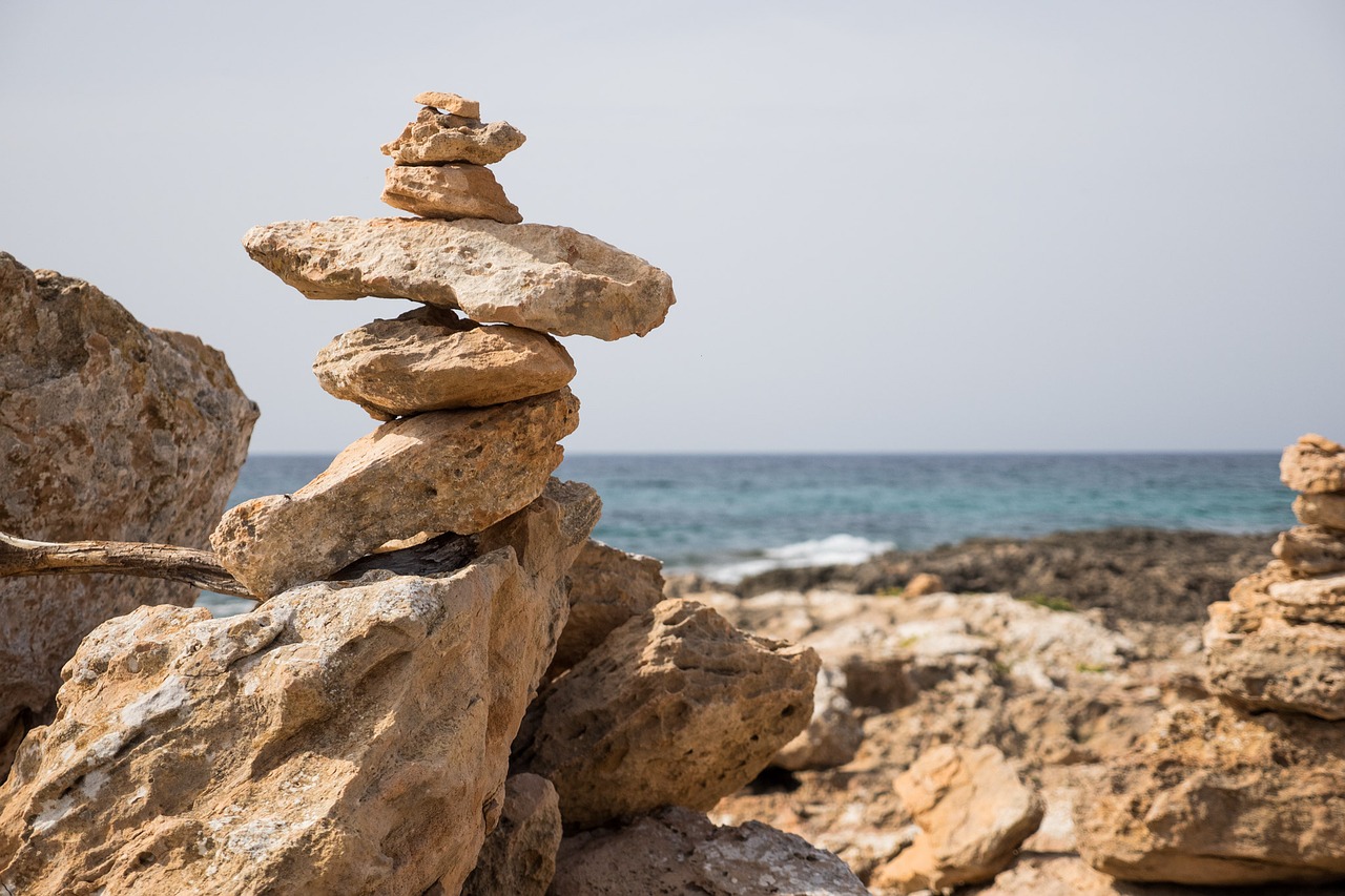 Image - stone tower sea stones meditation