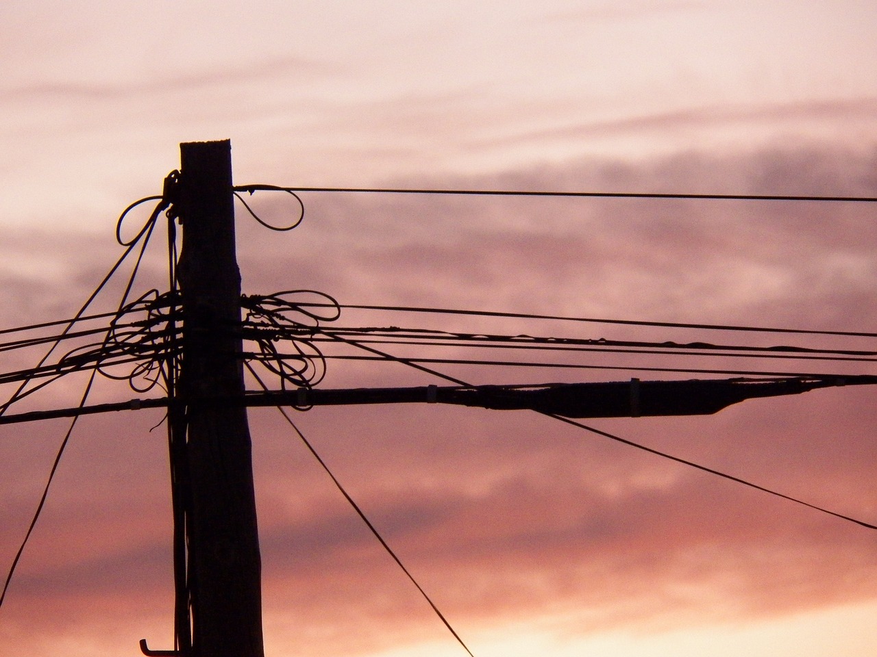 Image - wires sunset electricity sky lines