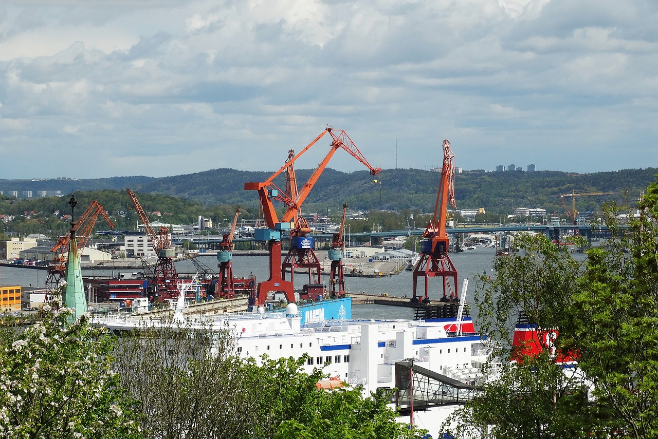 Image - gothenburg port cranes gota river