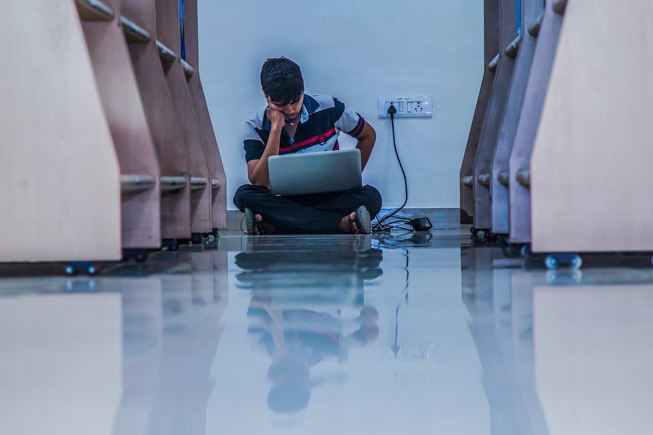 Image - library study alone reading male