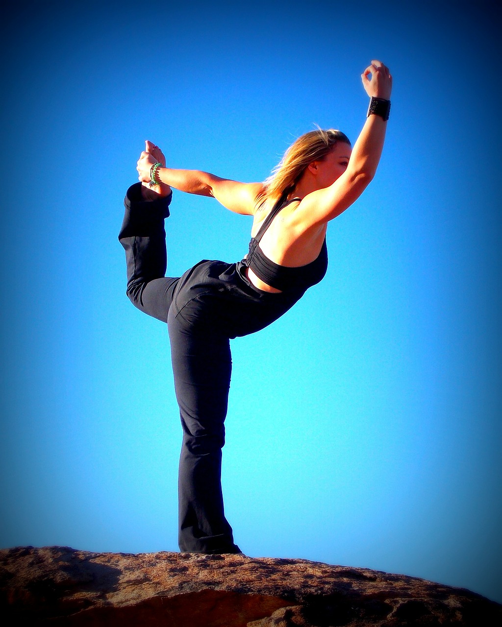 Image - yoga dancer sky blue rocks