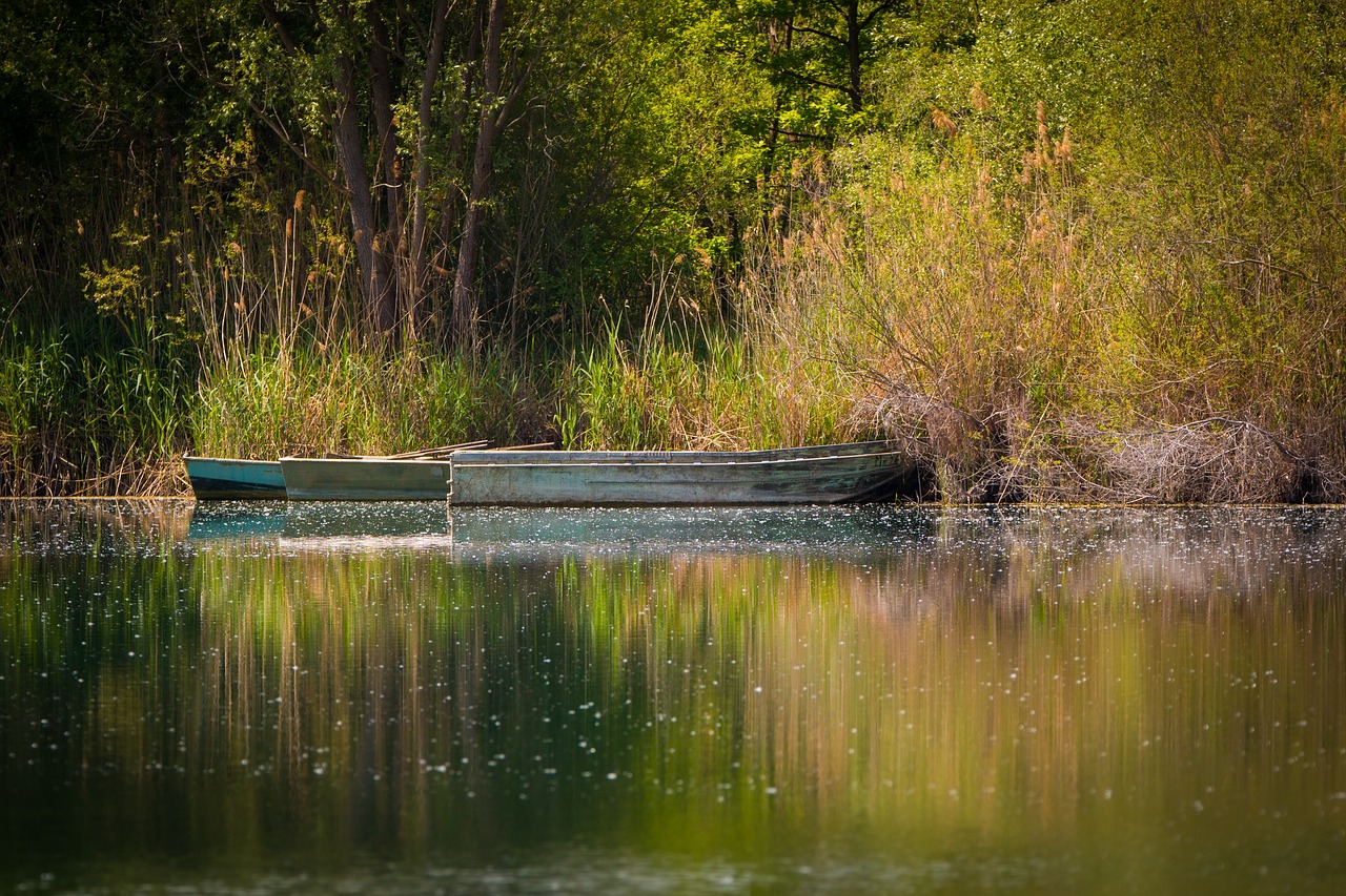 Image - boats lake nature landscape water