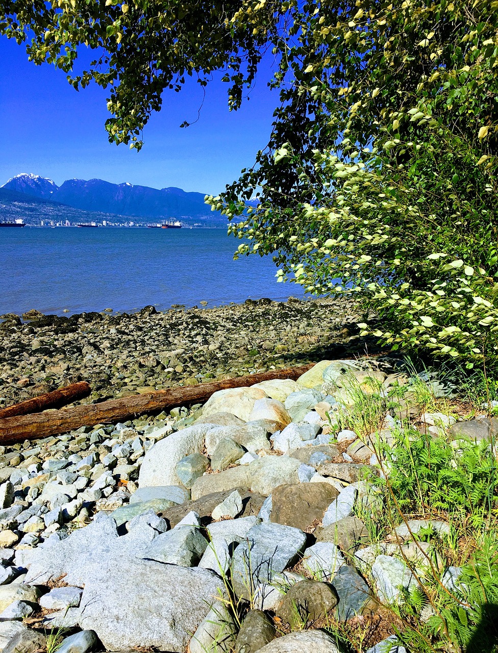 Image - english bay mountains seaside ocean