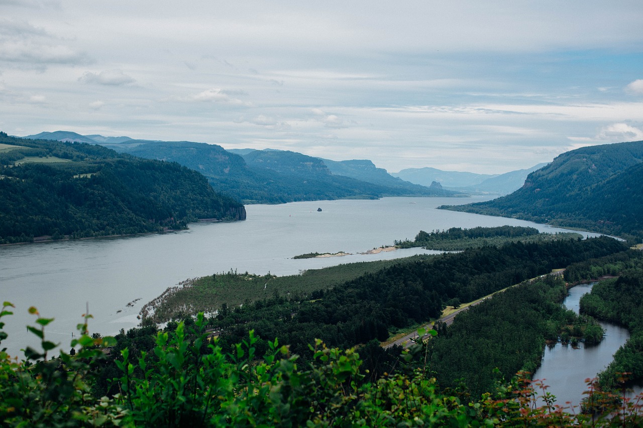 Image - view skyline river columbia blue