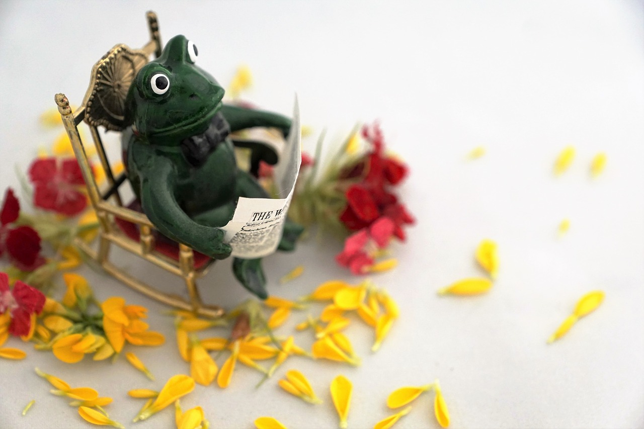 Image - frog read newspaper intelligent