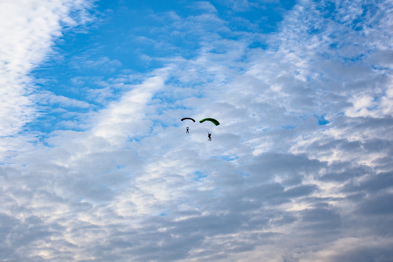 Image - skydiving sky clouds parachutist