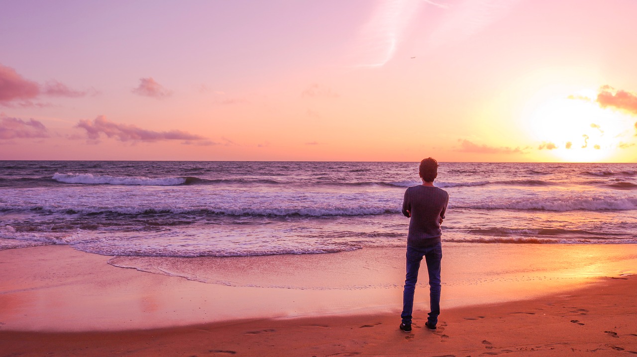 Image - alone boy beach sea teen orange