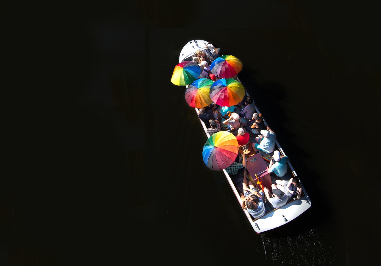 Image - boat cruise ship canal umbrella