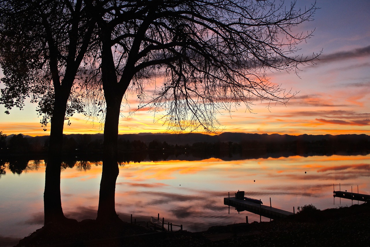 Image - sunset lake colorado water sky