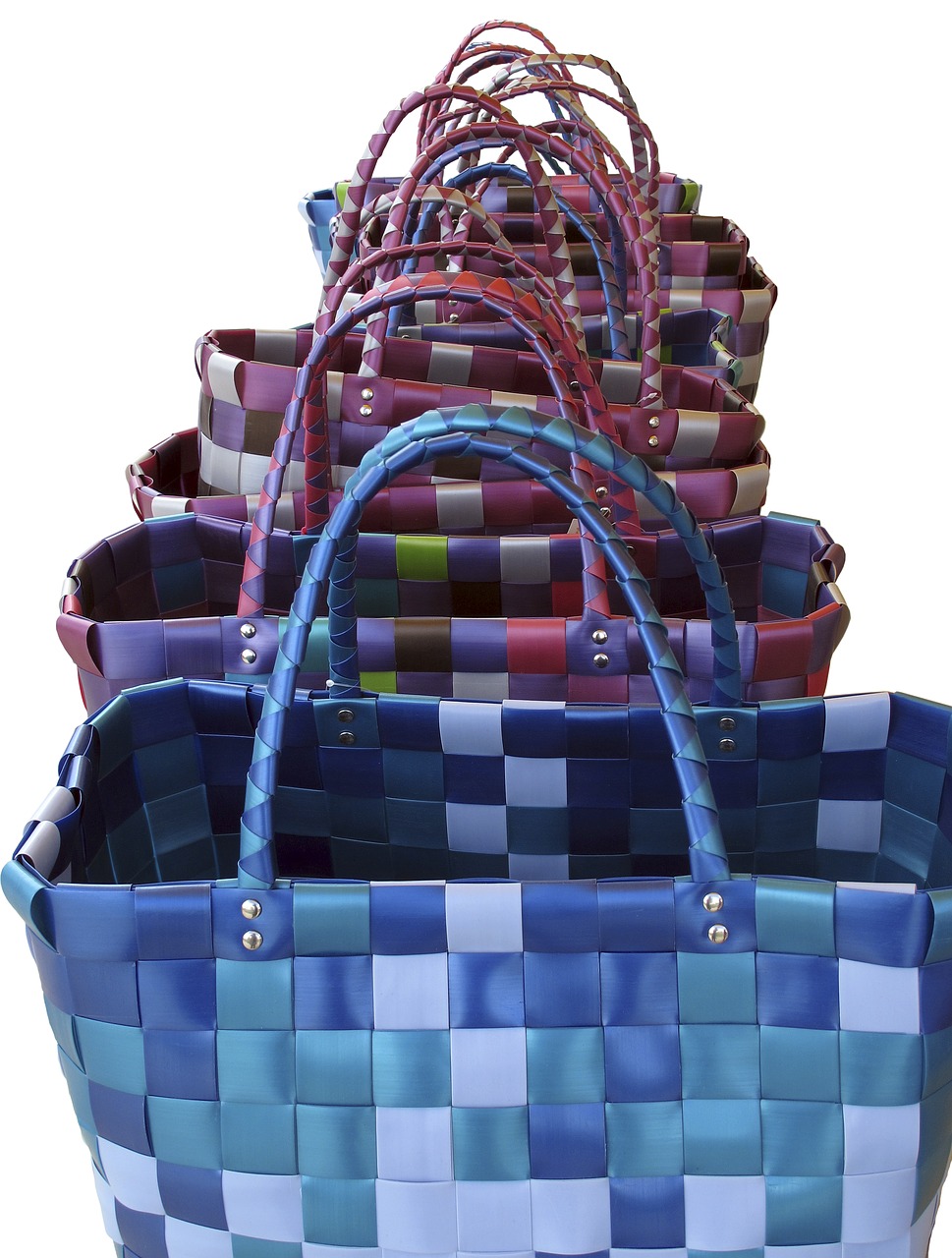 Image - bag basket woven in a row colorful