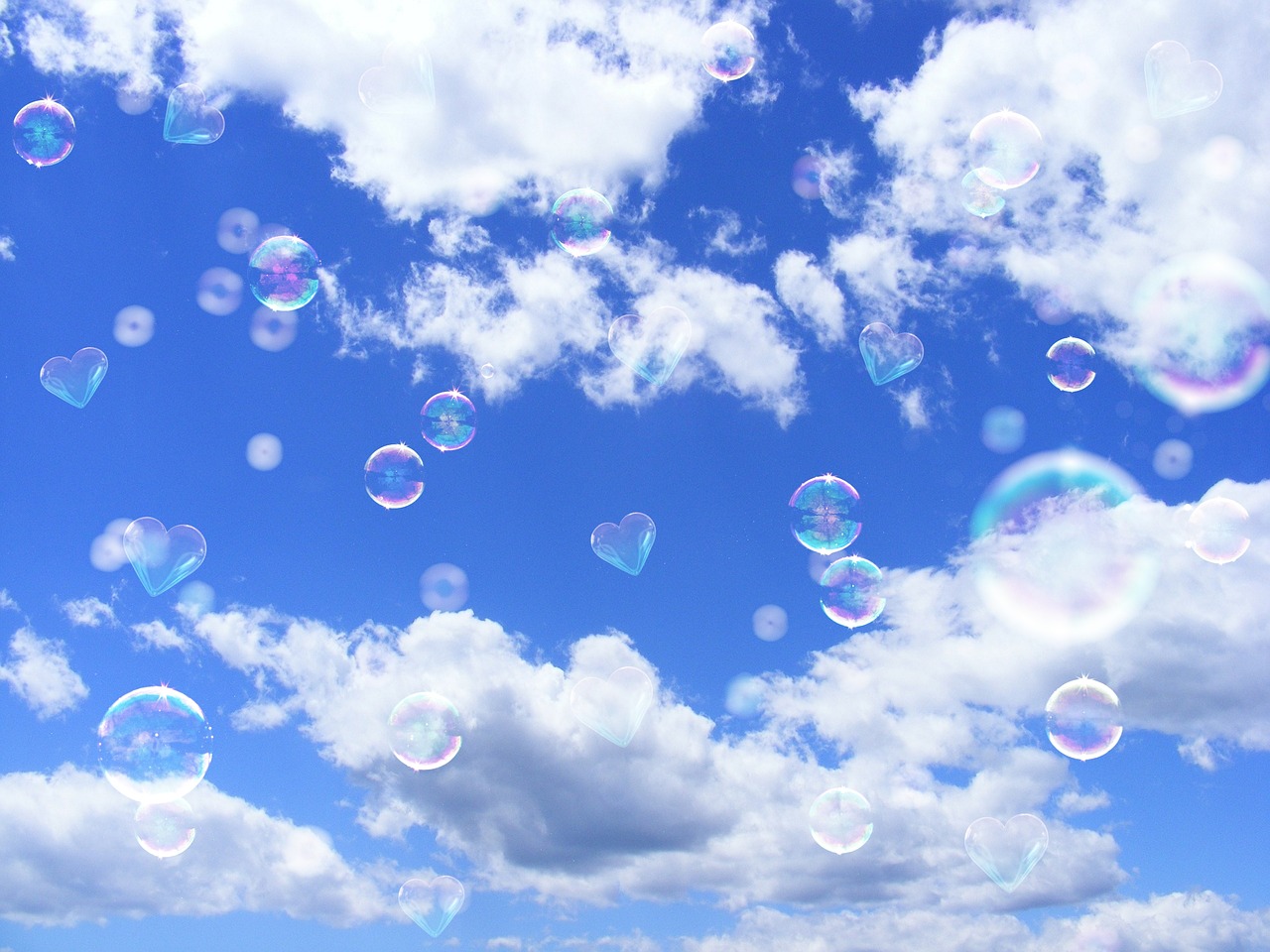 Image - sky summer clouds soap bubbles