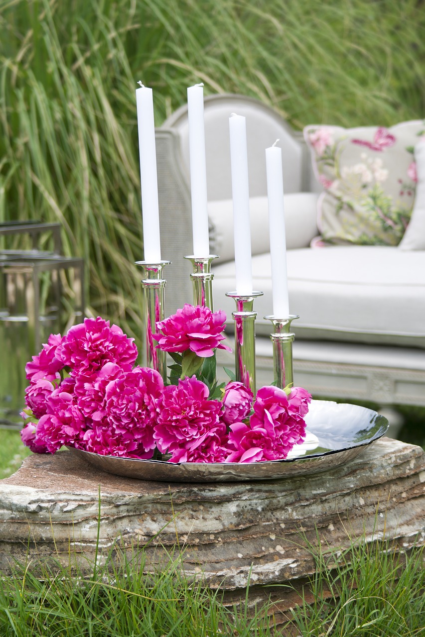 Image - candle candlestick flower pink