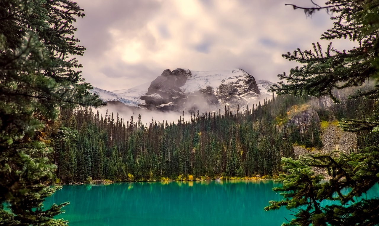 Image - canada lake sky clouds mountains