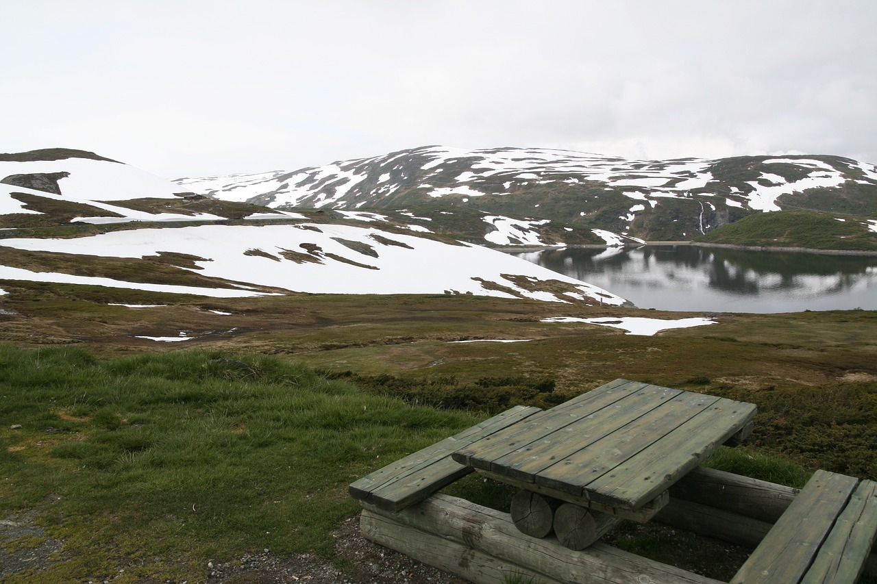 Image - snow bench winter grass hill