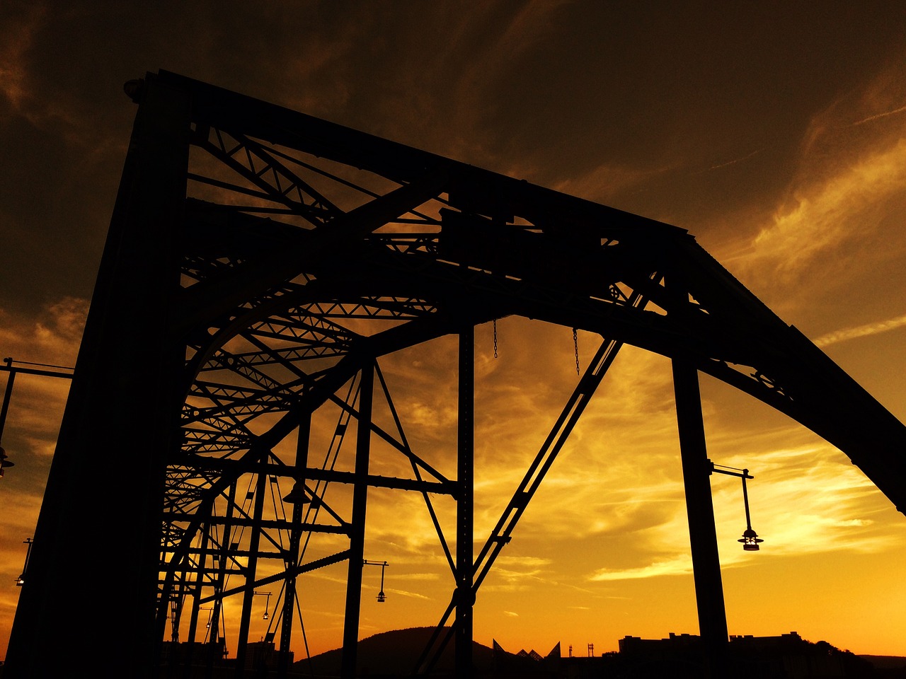 Image - bridge sunset dusk down downtown