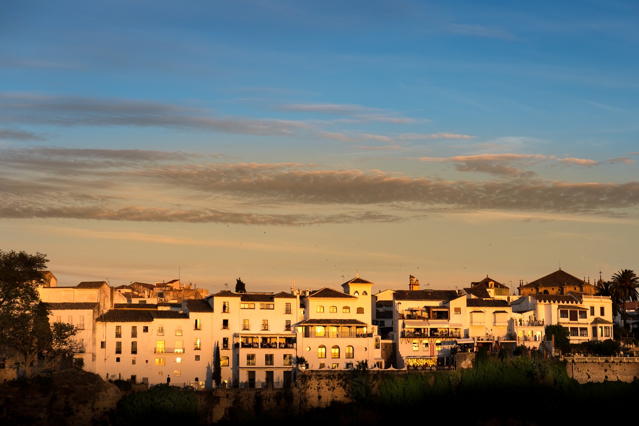 Image - sunset round houses white houses