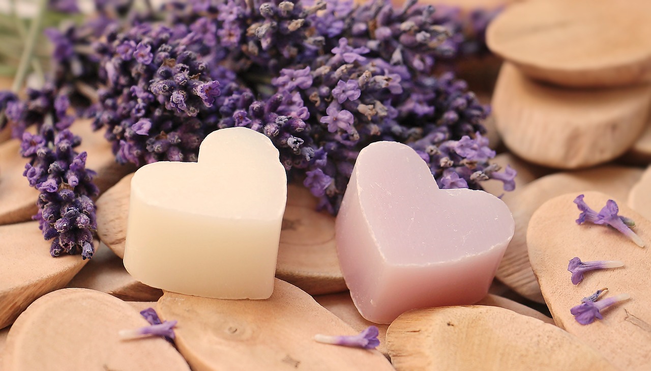 Image - lavender heart wood soap heart