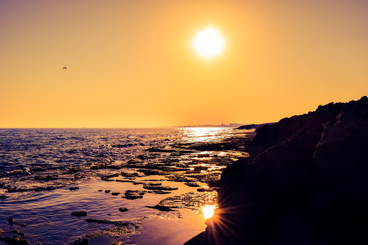 Image - sun sea coast reflection afternoon