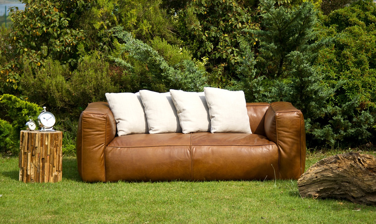 Image - armchair brown garden composition