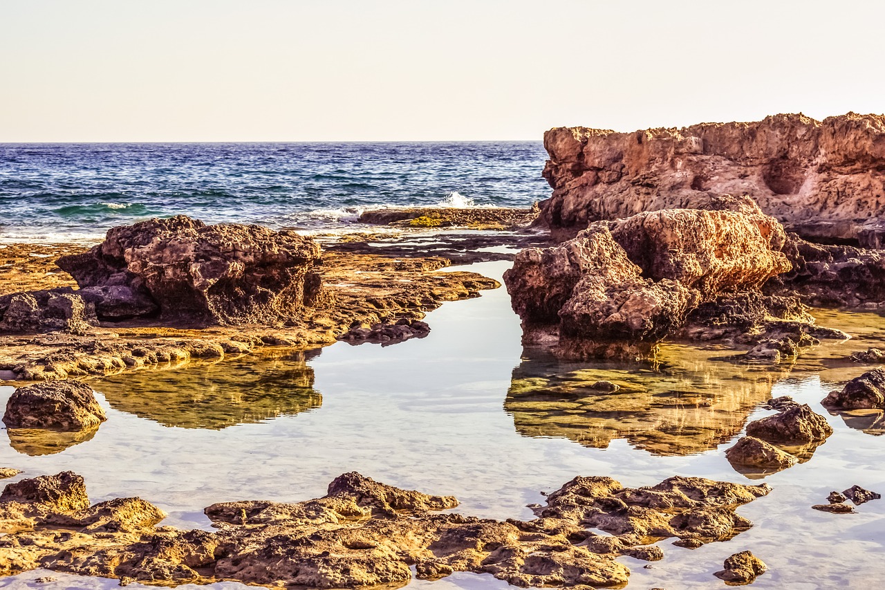 Image - rocky coast lagoon sea landscape