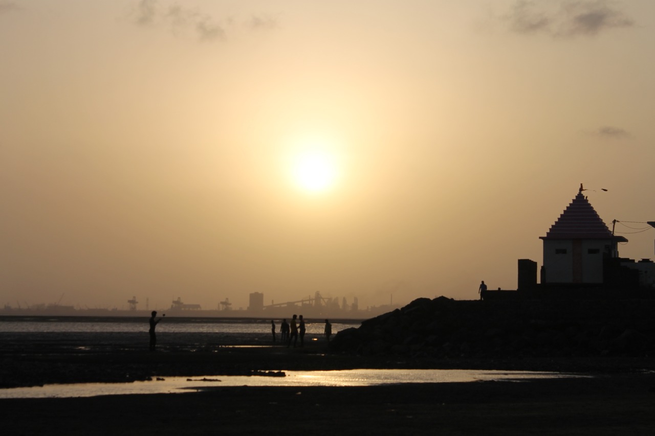 Image - beach sea temple sunset asia