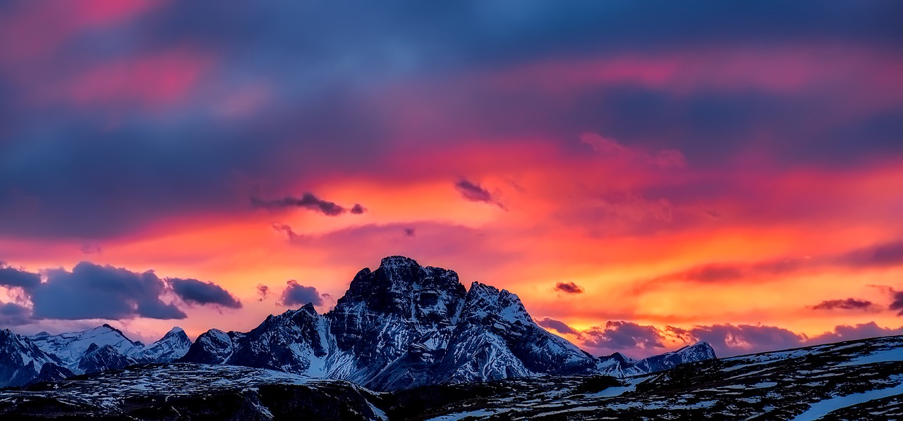 Image - dolomites italy mountains snow sky