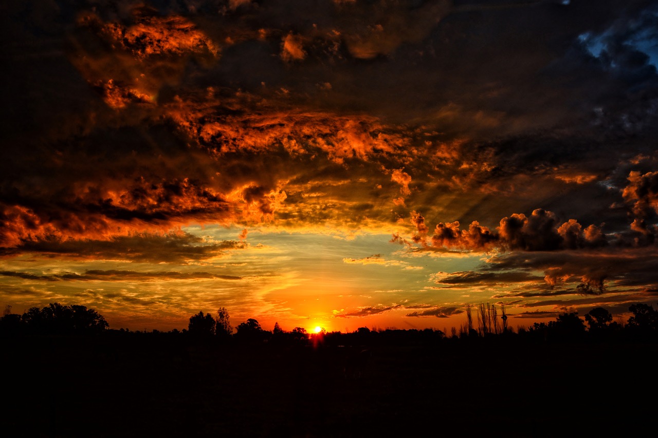 Image - landscape sunset sun sky clouds