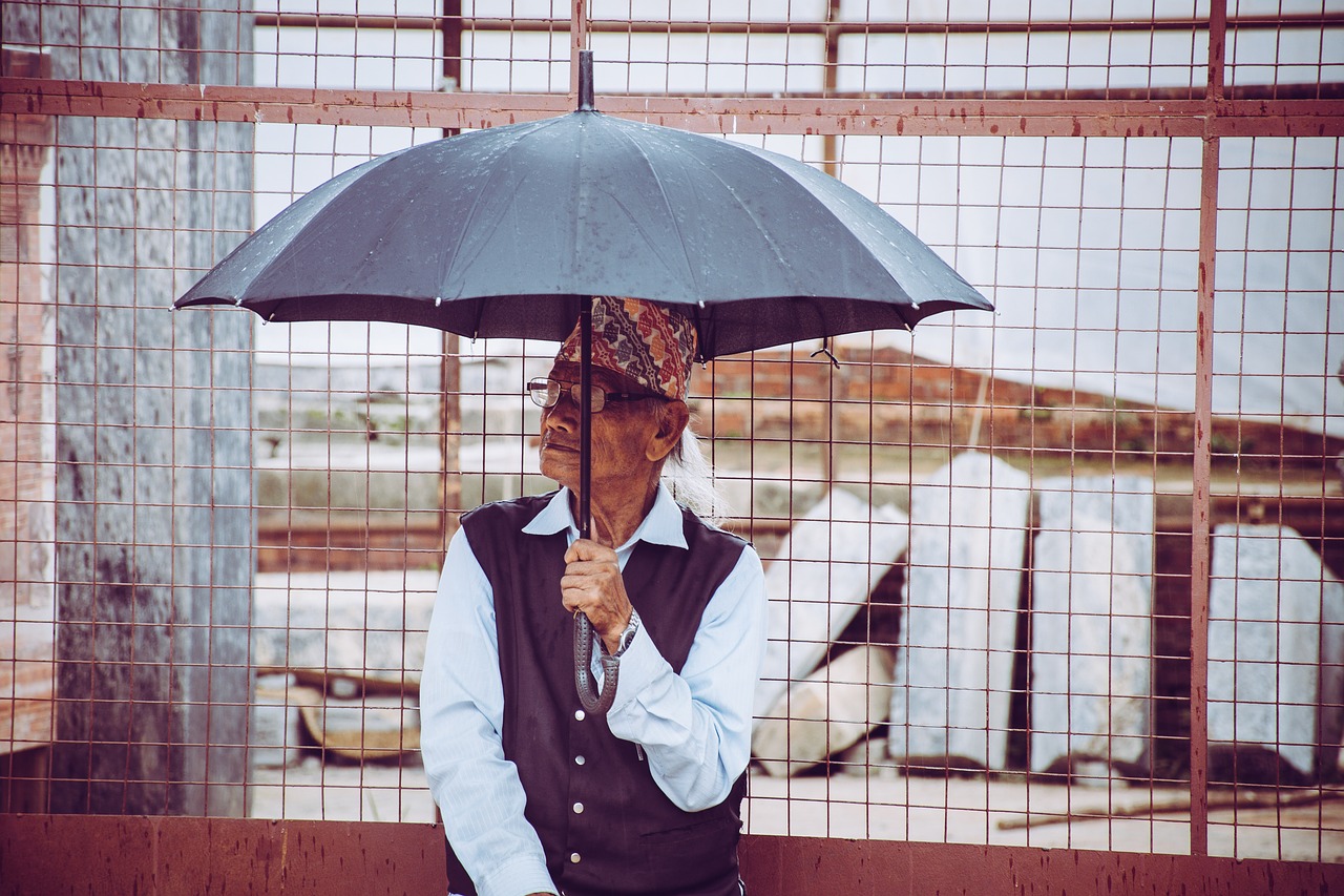 Image - umbrella old man human happy