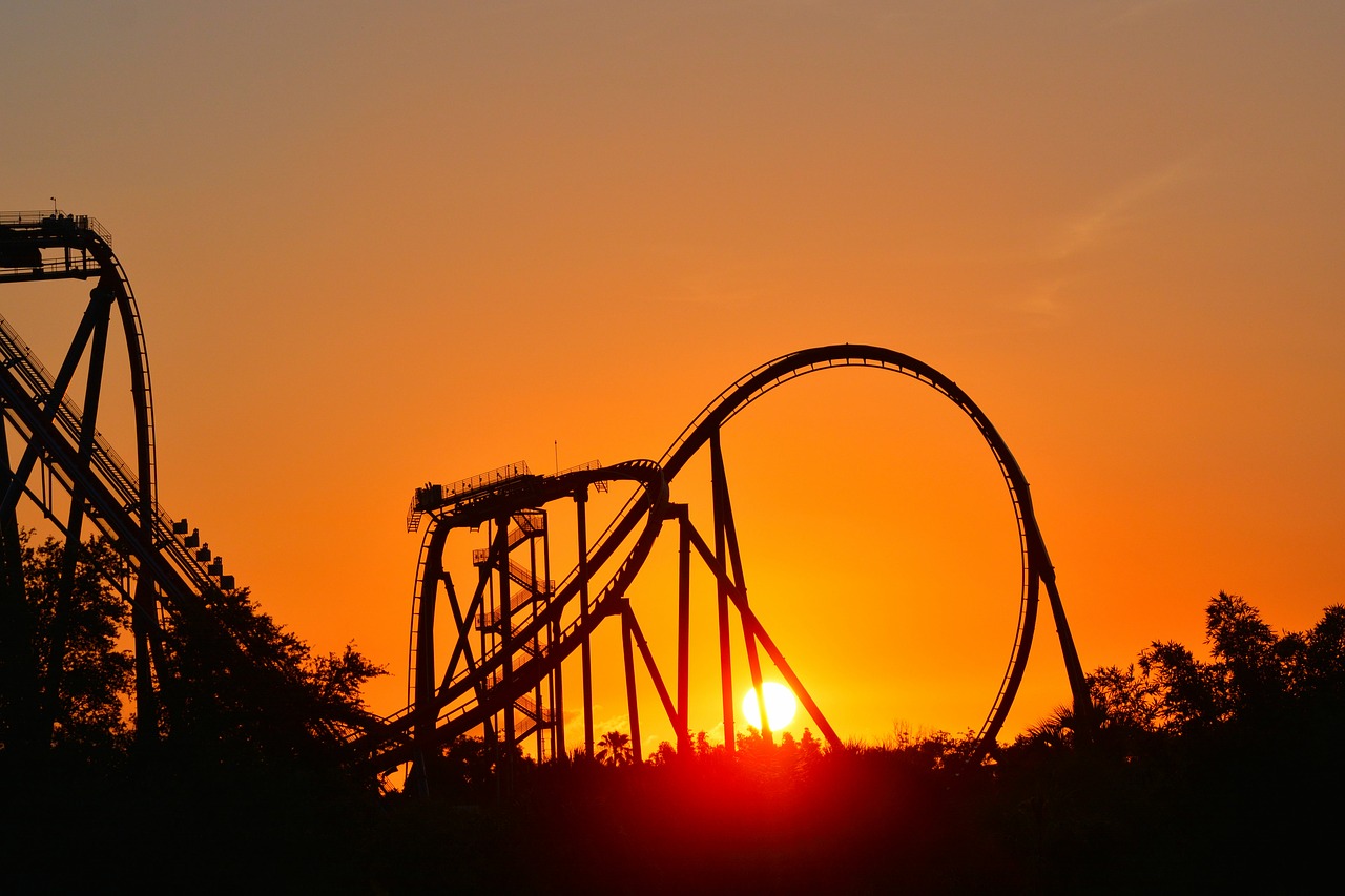 Image - park sunset roller coaster tourism